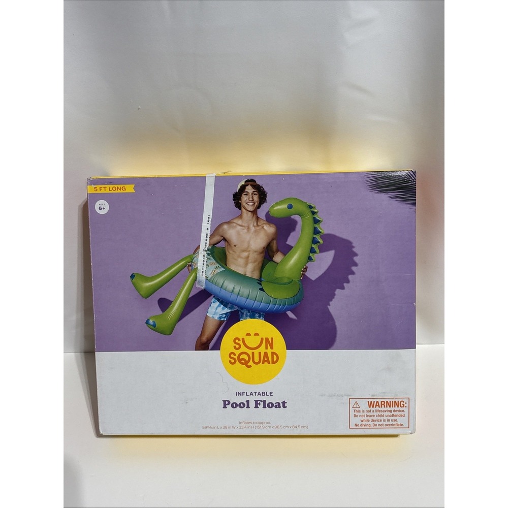 Sun Squad 5' Wide Inflatable Pool FLOAT Tube DINOSAUR Summer Fun‎